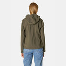 Ilse Jacobsen Short Softshell Raincoat - Olive Green; back view | Women's Outerwear | Malvern Saddlery