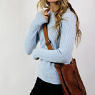 Classic Cashmere Cable Crew Sweater - sky blue | Malvern Saddlery