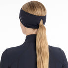 LeMieux Ear Warmer Headband - Indigo, back view, ponytail holder | Malvern Saddlery