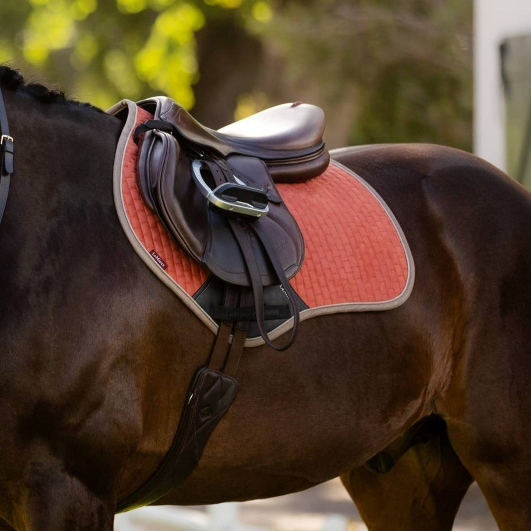 LeMieux Suede Close Contact Square Saddle Pad - Apricot | Malvern Saddlery