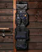 LeMieux Fold Down Pocket Organizer - Black, shown open, with grooming supplies [sold separately] | Equestrian Grooming Accessories | Malvern Saddlery