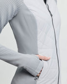 LeMieux Women's Maddie Hybrid Jacket - Light Gray; close up right pocket | Riding Apparel | Malvern Saddlery