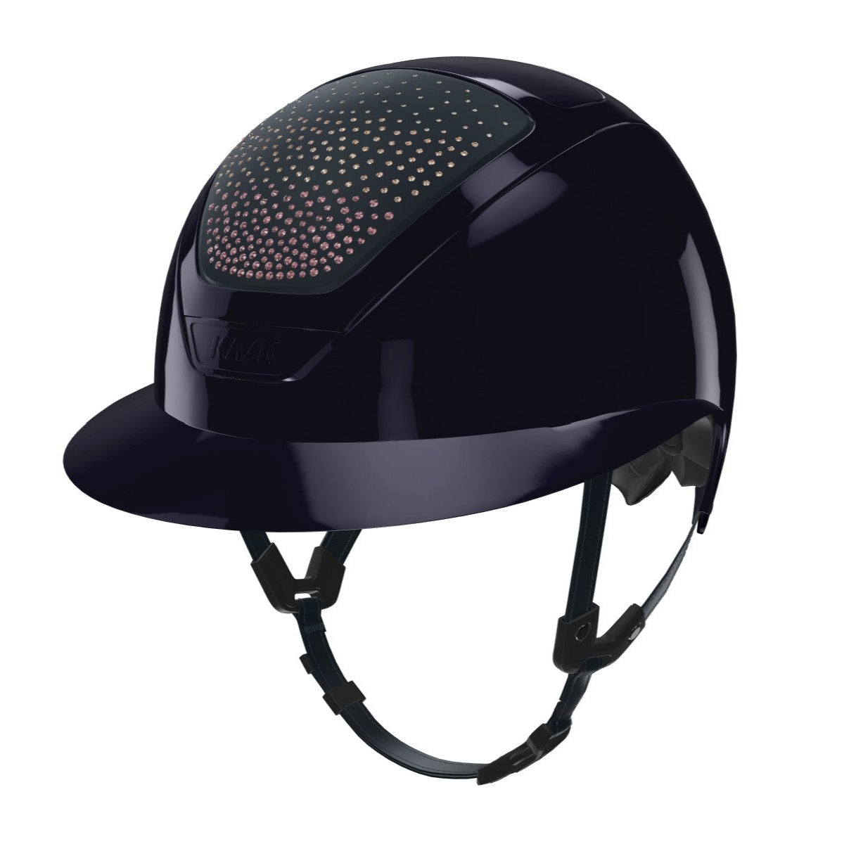 KASK Star Lady Pure Shine Equestrian Helmet - Atlantic Blue with Rose Waterfence pattern Swarovski Crystals | Malvern Saddlery