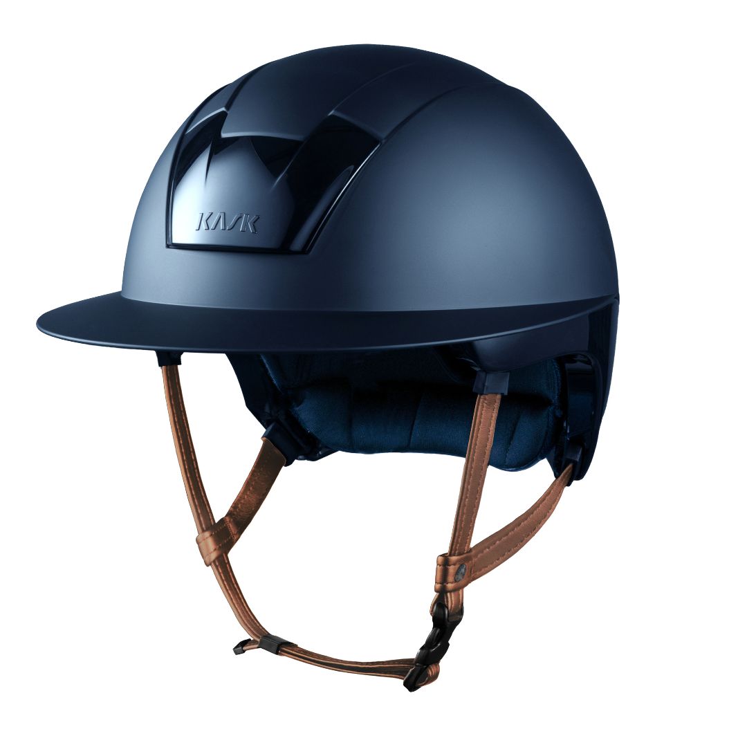 KASK Equestrian Kooki Lady Matte Helmet - Navy with tan chinstrap | Malvern Saddlery