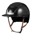 KASK Equestrian Kooki Lady Shine Helmet - Black with tan chinstrap | Wide Brim Helmets | Malvern Saddlery