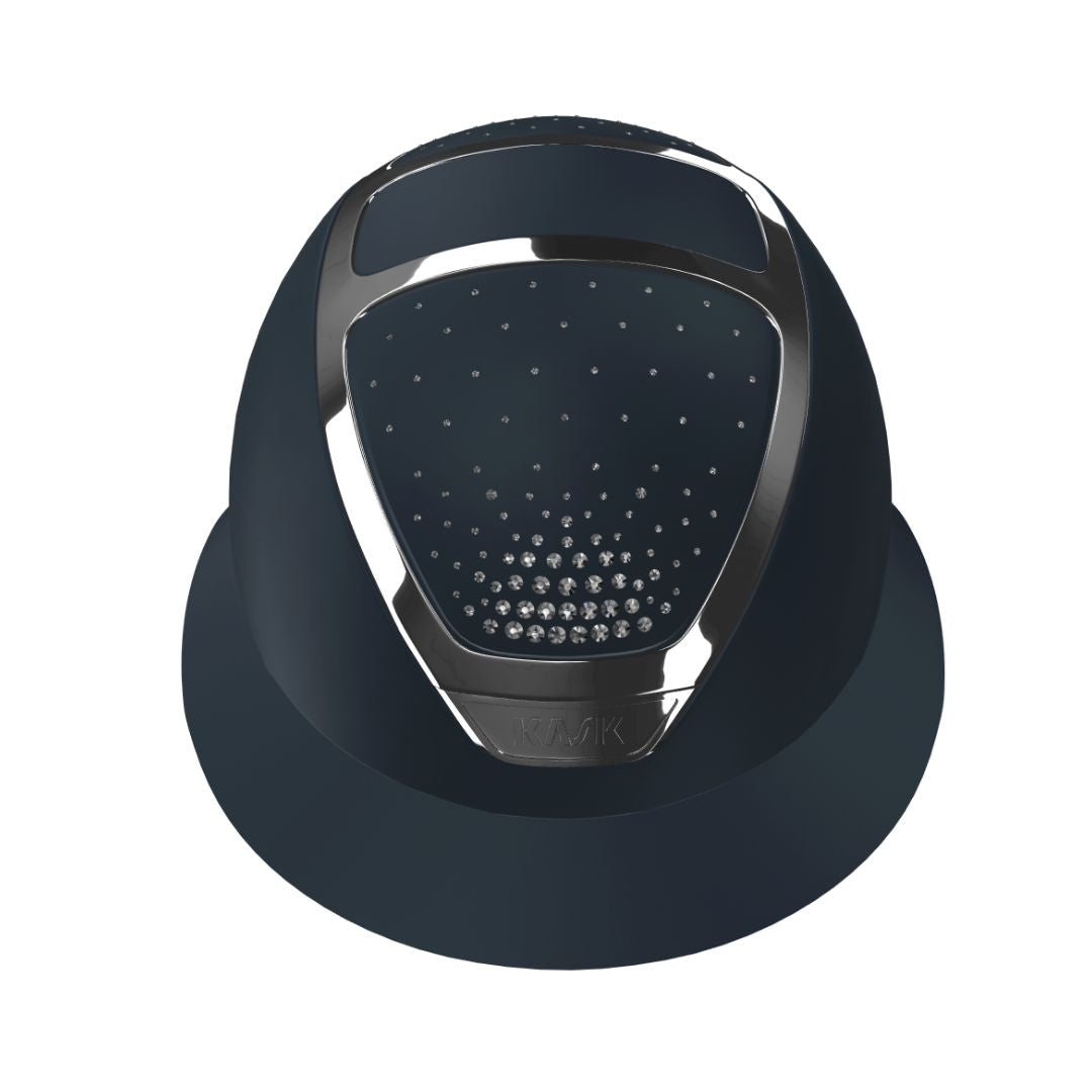 KASK Star Lady Chrome Passage Helmet in Navy with Silver Frame & crystal shade swarovski crystals | Malvern Saddlery
