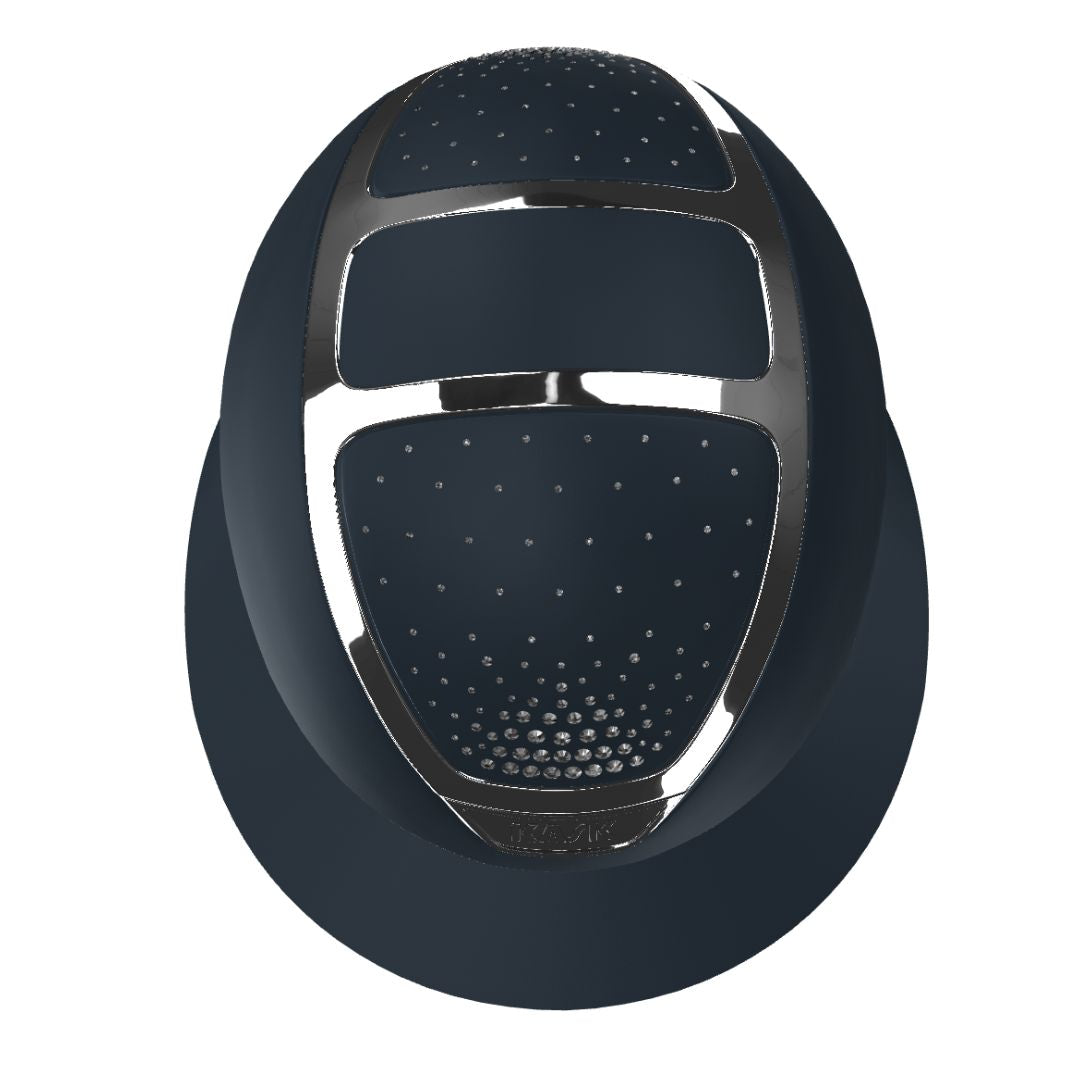 KASK Star Lady Chrome Passage Helmet in Navy with Silver Frame & crystal shade swarovski crystals top view | Malvern Saddlery