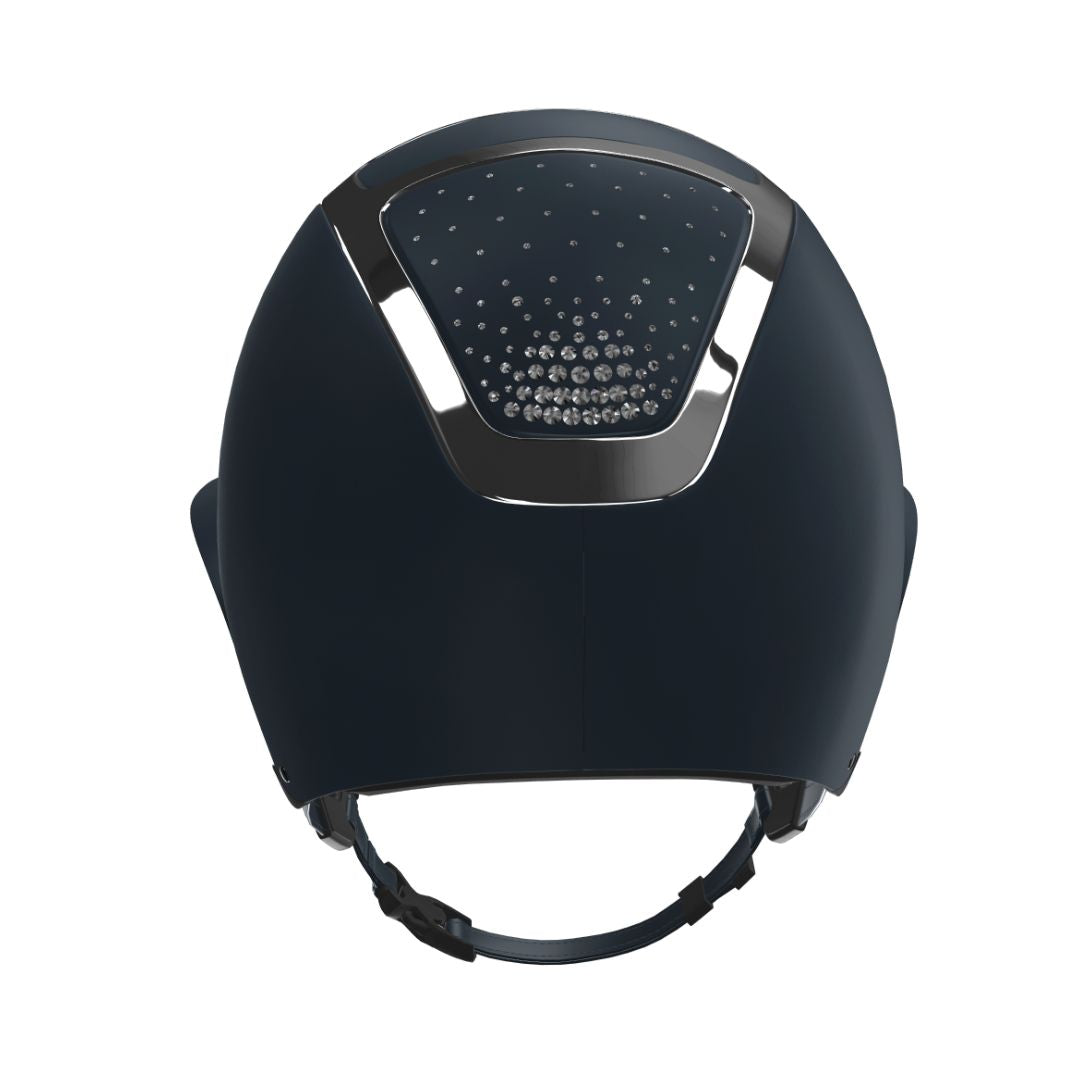 KASK Star Lady Chrome Passage Helmet in Navy with Silver Frame & crystal shade swarovski crystals; back view | Malvern Saddlery