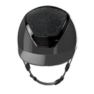Kask Dogma Shine Equestrian Helmet - Anthracite Shell, Black Chrome Frame, Riviera Montana Blue Swarovski pattern | Malvern Saddlery