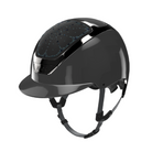 Kask Dogma Shine Equestrian Helmet - Anthracite Shell, Black Chrome Frame, Riviera Montana Blue Swarovski pattern | Malvern Saddlery