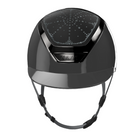 Kask Dogma Shine Equestrian Helmet - Anthracite Shell, Black Chrome Frame, Riviera Crystal Shade Swarovski pattern; front view | Malvern Saddlery