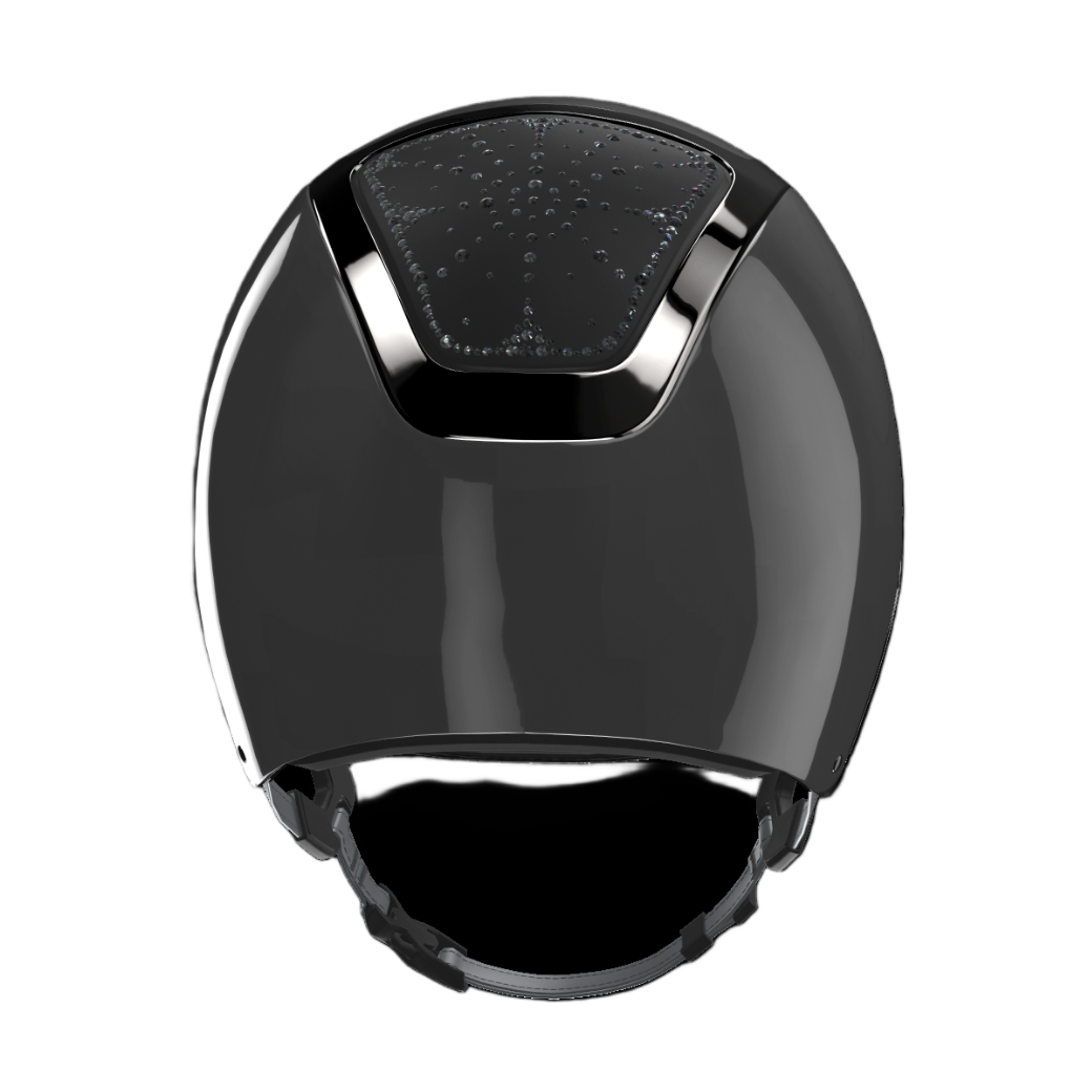Kask Dogma Shine Equestrian Helmet - Anthracite Shell, Black Chrome Frame, Riviera Graphite Swarovski pattern | Malvern Saddlery
