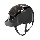 Kask Dogma Shine Equestrian Helmet - Anthracite Shell, Black Chrome Frame, Riviera Vintage Rose Swarovski pattern | Malvern Saddlery