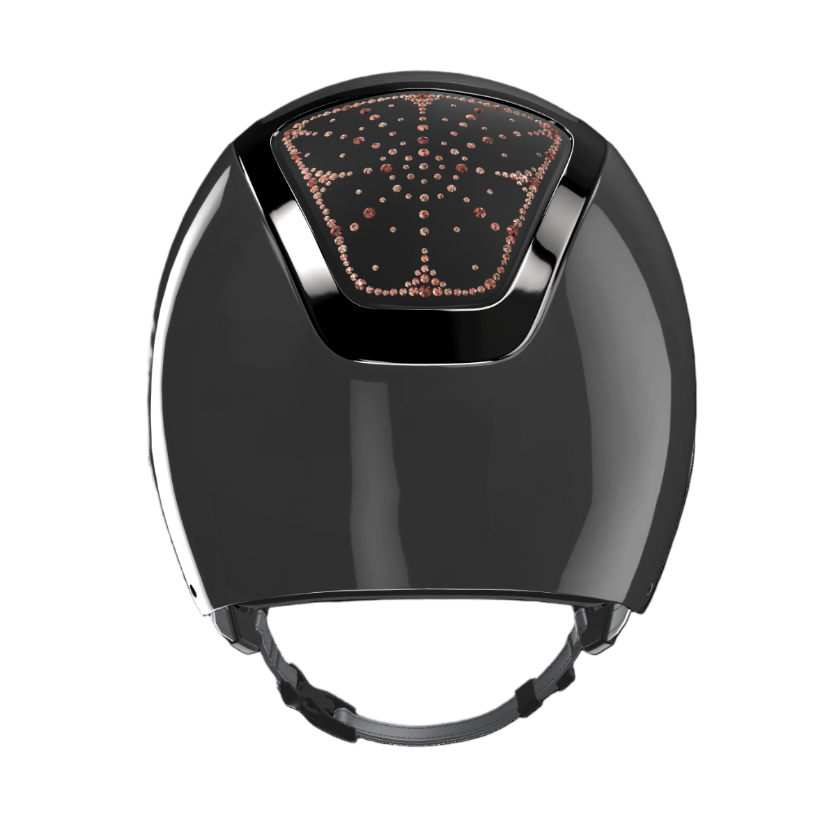 Kask Dogma Shine Equestrian Helmet - Anthracite Shell, Black Chrome Frame, Riviera Vintage Rose Swarovski pattern | Malvern Saddlery