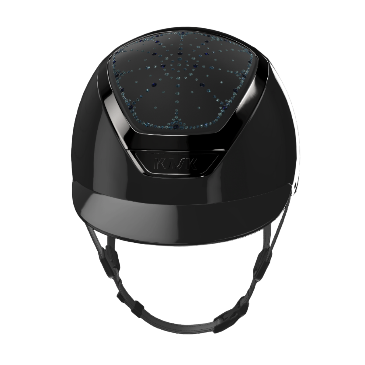 KASK Dogma Riviera Shine Equestrian Helmet -Black with Montana Blue Swarovski crystals | Malvern Saddlery