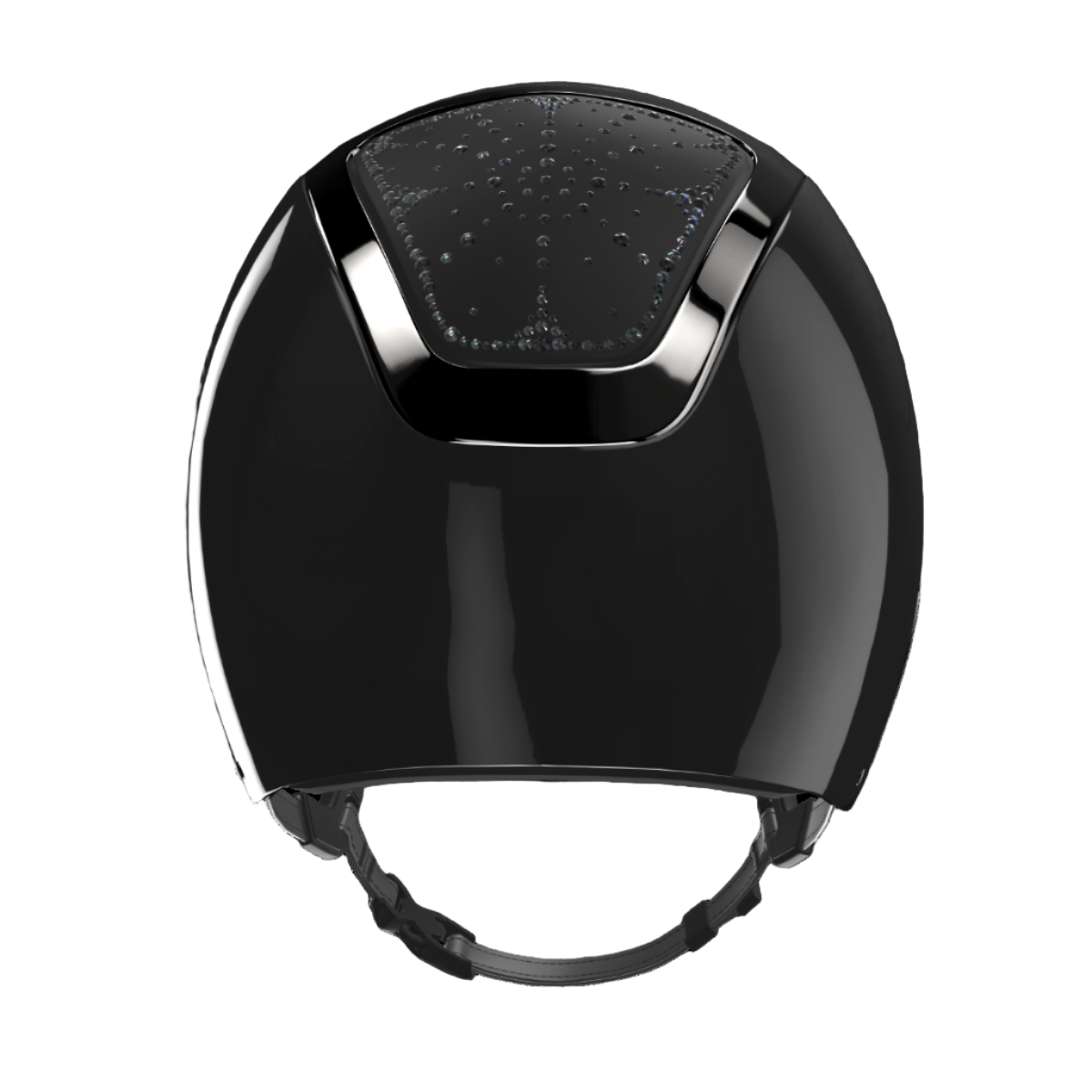 KASK Dogma Riviera Shine Equestrian Helmet -Black with Graphite Swarovski crystals; back view | Malvern Saddlery
