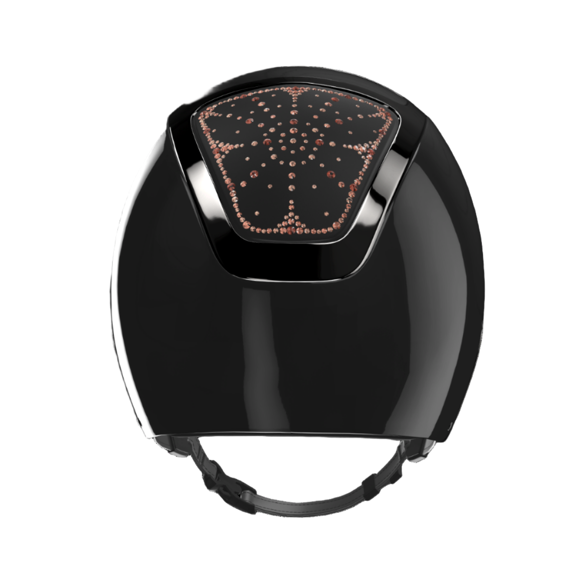 KASK Dogma Riviera Shine Equestrian Helmet -Black with Vintage Rose Swarovski crystals; back view | Malvern Saddlery