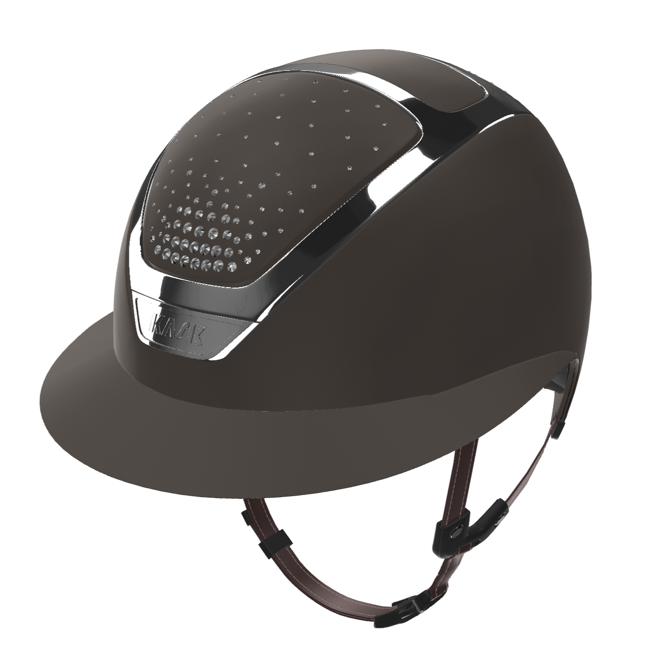 KASK Star Lady Chrome Passage Helmet in Brown with Silver Frame & crystal shade swarovski crystals | Malvern Saddlery