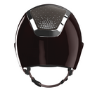 KASK Equestrian Star Lady Shine PASSAGE Helmet - espresso brown Shell, Silver Chrome Frame, Clear Swarovski Crystals; back view | Wide Brim Helmets | Malvern Saddlery