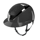 KASK Equestrian Star Lady Shine PASSAGE Helmet - Anthracite Shell, black Chrome Frame, Clear Swarovski Crystals on black | Wide Brim Helmets | Malvern Saddlery