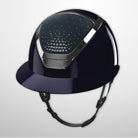 KASK Equestrian Star Lady Shine PASSAGE Helmet - Atlantic Blue Shell, Silver Chrome Frame, Clear Swarovski Crystals | Wide Brim Helmets | Malvern Saddlery