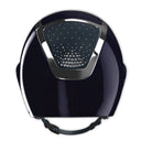 KASK Equestrian Star Lady Shine PASSAGE Helmet - Atlantic Blue Shell, Silver Chrome Frame, Clear Swarovski Crystals; back view | Wide Brim Helmets | Malvern Saddlery