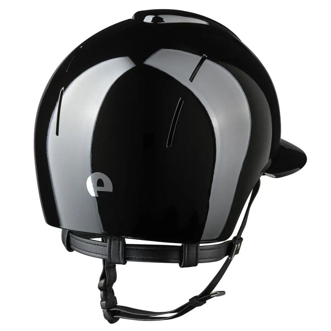 KEP Italia Smart Nova Metal Polish Equestrian Helmet - Polo Brim - Black; back view shown on white background | Malvern Saddlery