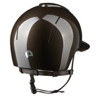 KEP Italia Smart Nova Metal Polish Equestrian Helmet - Polo Brim - Brown; back view shown on white background | Malvern Saddlery