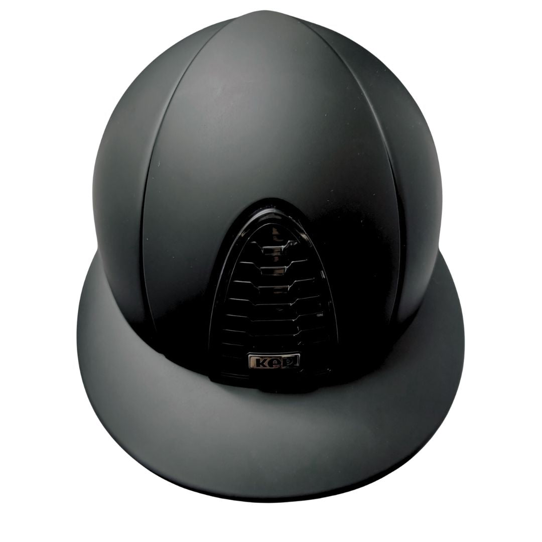 KEP Italia Cromo 2.0 Helmet - Textile Finish - Classic Black Polo Brim with tone on tone details | Shop Equestrian Helmets  | Malvern Saddlery