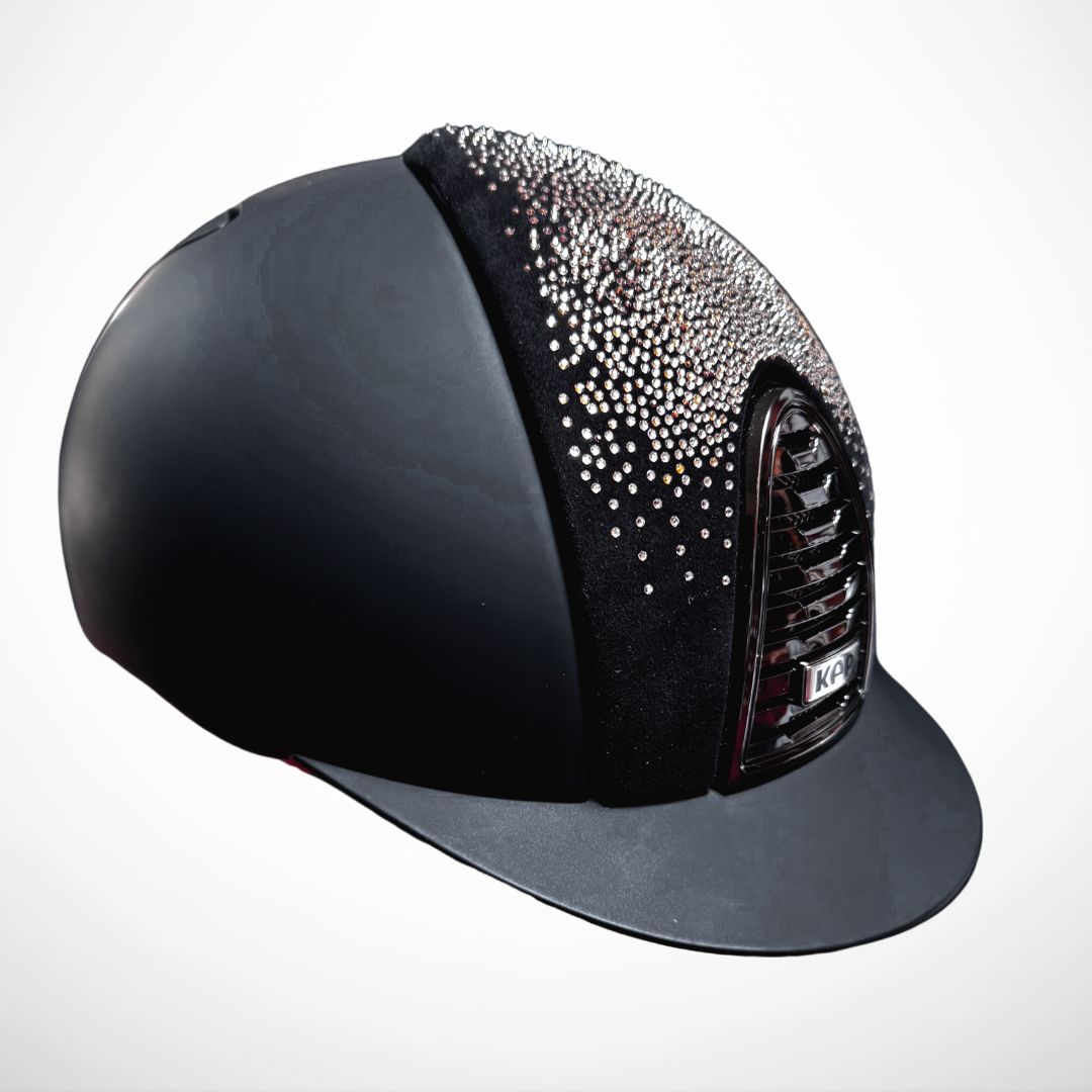 Kep Italia Cromo 2.0 Custom Equestrian Helmet - Black with Suede  Crystal front | Malvern Saddlery