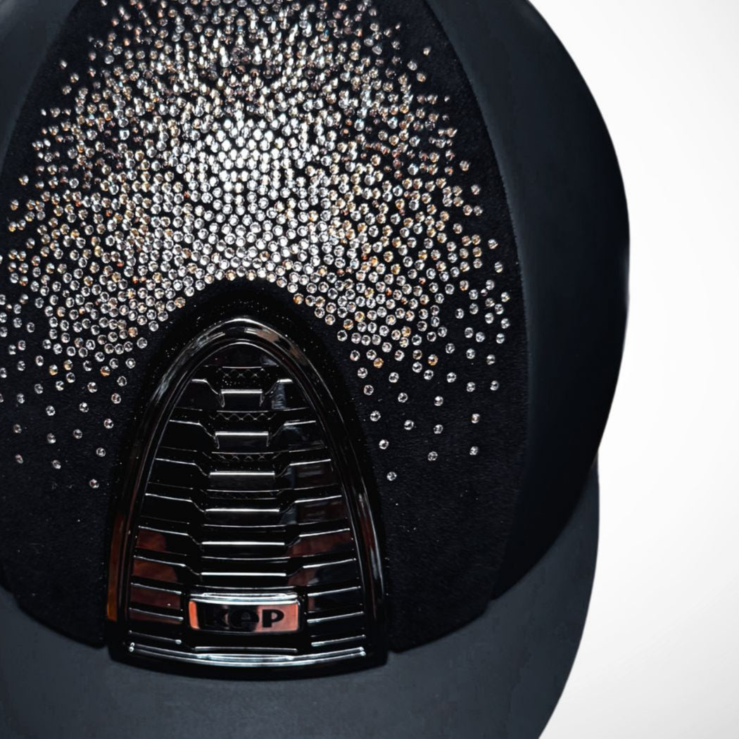 Kep Italia Cromo 2.0 Custom Equestrian Helmet - Black with Suede  Crystal front | Malvern Saddlery