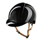 Kep Italia Smart Nova Star Metal Polish Equestrian Helmet - black with Tonal Star grill, tan chinstrap on white background | Malvern Saddlery