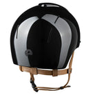Kep Italia Smart Nova Star Metal Polish Equestrian Helmet - black with Tonal Star grill, tan chinstrap; back view on white background | Malvern Saddlery