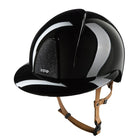 KEP Italia Smart Nova Metal Polish Star Equestrian Helmet - Polo Brim - Black with Star grill, tan chinstrap; on white background | Malvern Saddlery