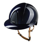 KEP Italia Smart Nova Metal Polish Star Equestrian Helmet - Polo Brim - Navy with Star grill, tan chinstrap; on white background | Malvern Saddlery