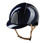 Kep Italia Smart Nova Star Metal Polish Equestrian Helmet - Navy with Silver Star grill, tan chinstrap on white background | Malvern Saddlery
