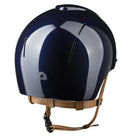 Kep Italia Smart Nova Star Metal Polish Equestrian Helmet - Navy with Silver Star grill, tan chinstrap; back view on white background | Malvern Saddlery