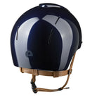 Kep Italia Smart Nova Star Metal Polish Equestrian Helmet - navy with Tonal Star grill, tan chinstrap; back view on white background | Malvern Saddlery