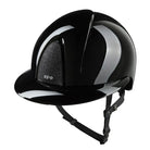 KEP Italia Smart Nova Metal Polish Star Equestrian Helmet - Polo Brim - Black with tone-on-tone star fabric on grill; on white background | Malvern Saddlery