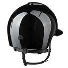 KEP Italia Smart Nova Metal Polish Star Equestrian Helmet - Polo Brim - Black with tone-on-tone star fabric on grill; back view on white background | Malvern Saddlery