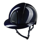 KEP Italia Smart Nova Metal Polish SILVER Star Equestrian Helmet - Polo Brim - Navy Blue with tone-on-tone blue Star grill; on white background | Malvern Saddlery