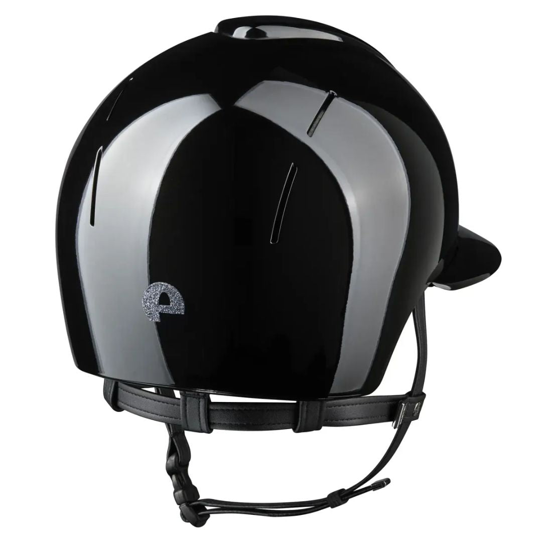 KEP Italia Smart Nova Metal Polish SILVER Star Equestrian Helmet - Polo Brim - Black; back view on white background | Malvern Saddlery