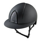 Kep Smart Nova Star Textile Equestrian Polo Brim Helmet - Black with silver star fabric on grill on white background | Wide Brim Helmets | Malvern Saddlery