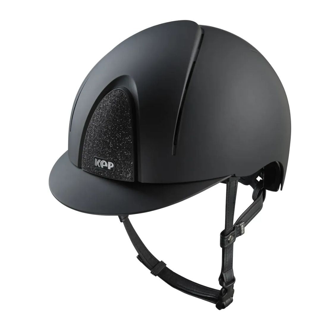 KEP Italia Smart Nova Textile Star Equestrian Helmet - Black/Black Star Grill,  on white background | Malvern Saddlery
