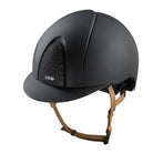 KEP Italia Smart Nova Textile Star Equestrian Helmet - Black/Black Star Grill, tan chinstrap; on white background | Malvern Saddlery