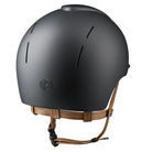 KEP Italia Smart Nova Textile Star Equestrian Helmet - Black/Black Star Grill, tan chinstrap; back view on white background | Malvern Saddlery