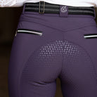KL Select Women's Gabrielle Full Grip Breeches - Blackberry/Black, back view of silicone full seat | Malvern Saddlery