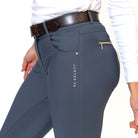KL Select Women's Gabrielle Full Grip Breeches - Slate/Espresso, side view | Malvern Saddlery