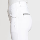 KL Select Women's Gabrielle Full Grip Breeches - White/Gray, side view with gray piping | Malvern Saddlery