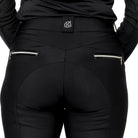 KL Select Women's Gabrielle Knee Grip Breeches - Black Patent, back view with patent zip pockets | Malvern Saddlery